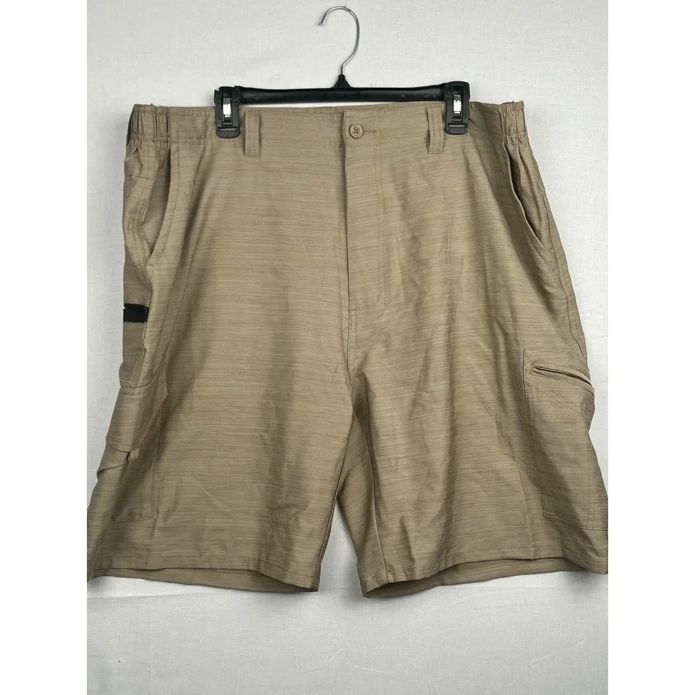 Reel Legends Performance Cargo Shorts Mens XL Khaki Tan Stretch Fishing Outdoor - Picture 1 of 8